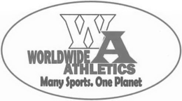 WORLDWIDE ATHLETIC, WA, MANY SPORTS.ONE PLANET trademark