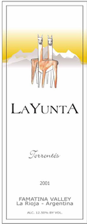 LA YUNTA TORRONTÉS 2001 FAMATINA VALLEYLA RIOJA - ARGENTINA ALC. 12.50% BY VOL. trademark