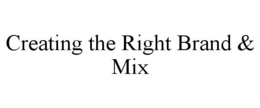 CREATING THE RIGHT BRAND & MIX trademark