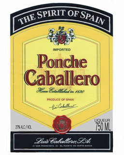 THE SPIRIT OF SPAIN PONCHE CABALLERO IMPORTED PRODUCE OF SPAIN LUIS CABALLERO, S.A. HOUSE ESTABLISED IN 1830 trademark