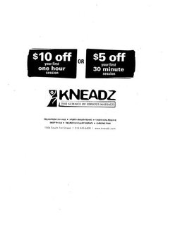 KNEADZ THE SCIENCE OF SERIOUS MASSAGE trademark