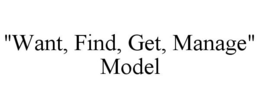 "WANT, FIND, GET, MANAGE" MODEL trademark