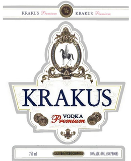 KRAKUS PREMIUM KRAKUS VODKA PREMIUM 750 ML FOUR TIMES DISTILLED 40% ALC./VOL. (80 PROOF) trademark