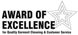 AWARD OF EXCELLENCE FOR QUALITY GARMENT CLEANING & CUSTOMER SERVICE trademark