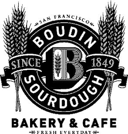 SAN FRANCISCO BOUDIN SINCE B 1849 SOURDOUGH BAKERY & CAFE FRESH EVERYDAY trademark