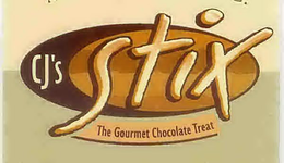 CJ'S STIX THE GOURMET CHOCOLATE TREAT trademark