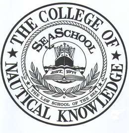 THE COLLEGE OF NAUTICAL KNOWLEDGE SEASCHOOL THE LAW SCHOOL OF THE SEA EST. 1977 trademark
