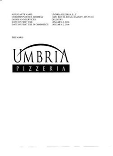 UMBRIA PIZZERIA trademark