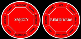 SAFETY EMOTIONS ROADS DEFENSE FOCUS SEATBELTS LAWS VEHICLE ALERT REMINDERS LIFE LICENSE HEALTH MONEY REPUTATION TIME DREAMS CAREER trademark