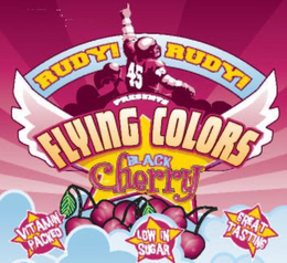 45 RUDY! RUDY! PRESENTS FLYING COLORS BLACK CHERRY VITAMIN PACKED LOW IN SUGAR GREAT TASTING trademark