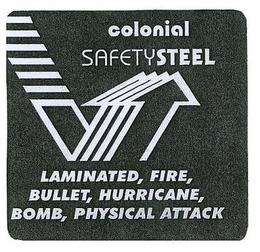 COLONIAL SAFETYSTEEL LAMINATED, FIRE, BULLET, HURRICANE, BOMB, PHYSICAL ATTACK trademark