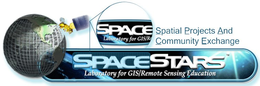 SPACESTARS LABORATORY FOR GIS/REMOTE/SENSING EDUCATION SPACE LABORATORY FOR GIS/R SPATIAL PROJECTS AND COMMUNITY EXCHANGE trademark