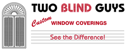 TWO BLIND GUYS CUSTOM WINDOW COVERINGS SEE THE DIFFERENCE! trademark