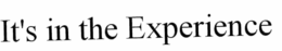 IT'S IN THE EXPERIENCE trademark