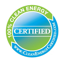 CERTIFIED 100% CLEAN ENERGY WWW.CLEANENERGYCERTIFIED.COM trademark