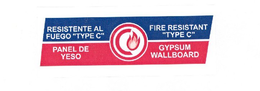 RESISTENTE AL FUEGO "TYPE C" PANEL DE YESO C FIRE RESISTANT "TYPE C" GYPSUM WALLBOARD trademark