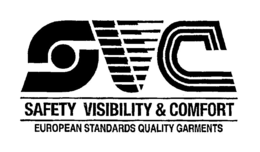 SVC SAFETY VISIBILITY & COMFORT EUROPEAN STANDARDS QUALITY GARMENTS trademark