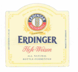 ERDINGER HEFE-WEIZEN ERDINGER WEISSBRAU ALL NATURAL BOTTLE-FERMENTED GEBREU DEM BAYERISCHEN REINHEITSGEBOT VON 1516 trademark
