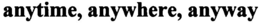 ANYTIME, ANYWHERE, ANYWAY trademark
