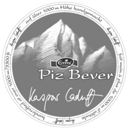 EMMI PIZ BEVER KASPAR CADUFF HANDCRAFTED AT OVER 1000M/3300FT KASPAR CADUFF HÖHE HANDGEMACHT KASPAR CADUFF FAITH MAIN À PLUS DE 1000M D'ALTITUDE KASPAR CADUFF trademark