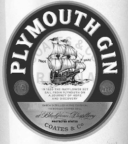 PLYMOUTH GIN TRADE MARK IN 1620 THE MAYFLOWER SET SAIL FROM PLYMOUTH ON A JOURNEY OF HOPE AND DISCOVERY BATCH DISTILLED IN THE ORIGINAL VICTORIAN COPPER STILL AT BLACKFRIARS DISTILLERY PROTECTED STATUS COATES & CO trademark