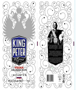 KING PETER THE GREAT VODKA 1725 ORIGINAL RECIPE I M P O R T E D trademark
