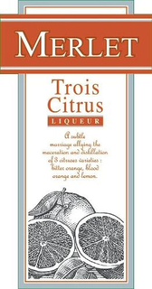 MERLET TROIS CITRUS L I Q U E U R A SUBTLE MARRIAGE ALLYING THE MACERATION AND DISTILLATION OF 3 CITRUSES VARIETIES: BITTER ORANGE, BLOOD ORANGE AND LEMON. trademark
