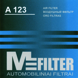 M FILTER AUTOMOBILINIAI FILTRAI A 123 AIR FILTER ORO FILTRAS trademark