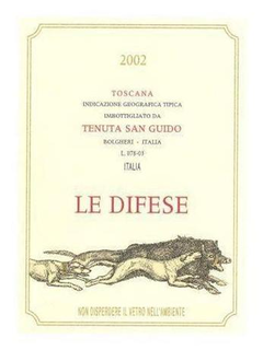 2002 TOSCANA INDICAZIONE GEOGRAFICA TIPICA IMBOTTIGLIATO DA TENUTA SAN GUIDO BOLGHERI - ITALIA L.078-03 ITALIA LE DIFESE 750ML trademark