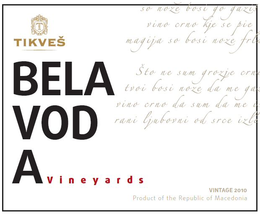 T TIKVES BELA VODA VINEYARDS trademark