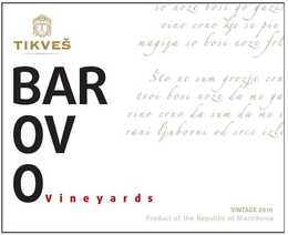 T TIKVES BAROVO VINEYARDS trademark