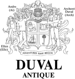 DUVAL ANTIQUE, ANDRE (AI), ELLEN (ELLE), ARCHONT DUVAL (ARCH), ADVENTURES HAVE BEGUN trademark