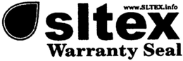 SLTEX WARRANTY SEAL WWW.SLTEX.INFO trademark