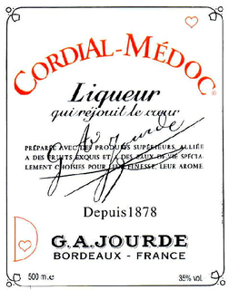 CORDIAL-MÉDOC LIQUEUR QUI RÉJOUIT LE COEUR DEPUIS 1878 G.A.JOURDE BORDEAUX - FRANCE trademark