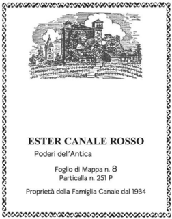 ESTER CANALE ROSSO PODERI DELL'ANTICA FOGLIO DI MAPPA N.8 PARTICELLA N.251 P PROPRIETA' DELLA FAMIGLIA CANALE DAL 1934 trademark