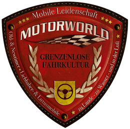 MOTORWORLD MOBILE LEIDENSCHAFT GRENZENLO OLD- & NEWTIMER LIEBHAVER- & LUXUSMOBILE ZU LANDE - ZU WASSER - UND IN DER LUFT GRENZENLOSE FAHRKULTUR trademark