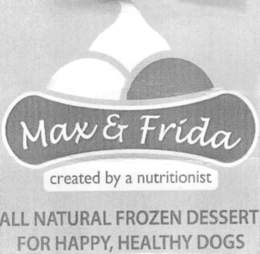 MAX & FRIDA CREATED BY A NUTRITIONIST ALL NATURAL FROZEN DESSERT FOR HAPPY, HEALTHY DOGS trademark