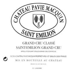 CHATEAU PAVIE MACQUIN SAINT EMILION GRAND CRU CLASSÉ SAINT-EMILION GRAND CRU APPELLATION SAINT-EMILION GRAND CRU CONTROLLEE S.C.E.A. CHATEAU PAVIE MACQUIN PROPRIETAIRE A ST-EMILION 33330 FRANCE MIS EN BOUTEILLE AU CHATEAU PRODUCE OF FRANCE 33 LIBOURNE trademark