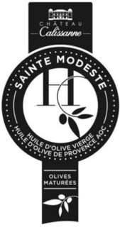CHÂTEAU CALISSANNE SAINTE MODESTE H HUILE D'OLIVE VIERGE HUILE D'OLIVE DE PROVENCE AOC OLIVES MATURÉES trademark