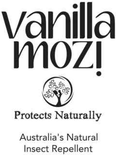 VANILLA MOZI PROTECTS NATURALLY AUSTRALIA'S NATURAL INSECT REPELLENT trademark
