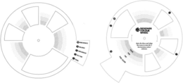 DESIGNER COLOUR WHEEL SPIN THE DISCS AND ALIGN THE ICONS TO VIEW THE 5 HARMONIOUS COLOUR SCHEMES SHADE TONE TINT TRUE COLOUR M MONOCHROMATIC A ANALAGOUS C COMPLEMENTARY S SPLIT COMP T TRIADIC. trademark