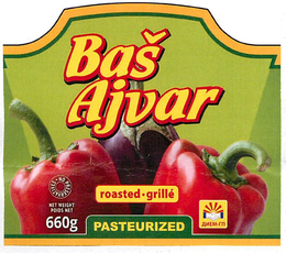 BAS AJVAR ROASTED GRILLE NO PRESERVATIVES NET WEIGHT POIDS NET 660G PASTURIZED trademark