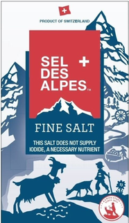 PRODUCT OF SWITZERLAND SEL DES ALPES FINE SALT THIS SALT DOES NOT SUPPLY IODIDE, A NECESSARY NUTRIENT A SWISS STORY SINCE 1854 trademark