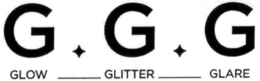 G G G GLOW GLITTER GLARE trademark