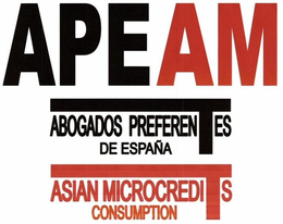 APEAM ABOGADOS PREFERENTES DE ESPAÑA ASIAN MICROCREDITS CONSUMPTION trademark
