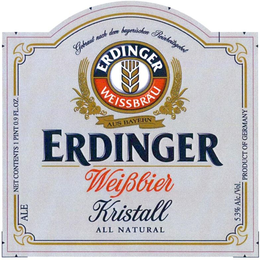ERDINGER WEISSBRÄU ERDINGER WEIßBIER KRISTALL ALL NATURAL trademark
