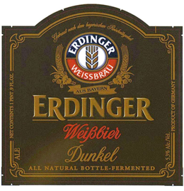 ERDINGER WEISSBRÄU AUS BAYERN ERDINGER WEIßBIER DUNKEL ALL NATURAL BOTTLE-FERMENDED trademark