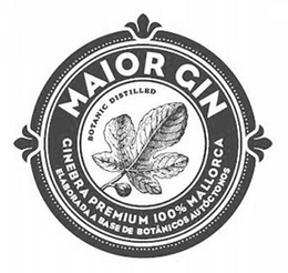 MAIOR GIN BOTANIC DISTILLED GINEBRA PREMIUM 100% MALLORCA ELABORADA A BASE DE BOTÁNICOS AUTÓCTONOS trademark