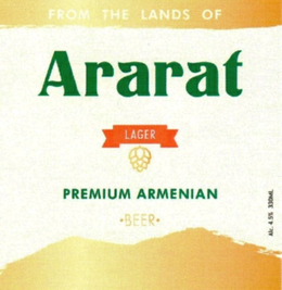 FROM THE LANDS OF ARARAT LAGER PREMIUM ARMENIAN ·BEER· ALC. 4.5% 330ML trademark