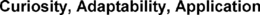 CURIOSITY, ADAPTABILITY, APPLICATION trademark